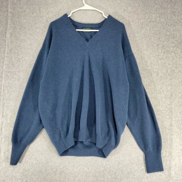 The Scotch House Sweater Mens Sz 46 100% Lambswool Blue V-Neck Pullover Scotland - Picture 1 of 11